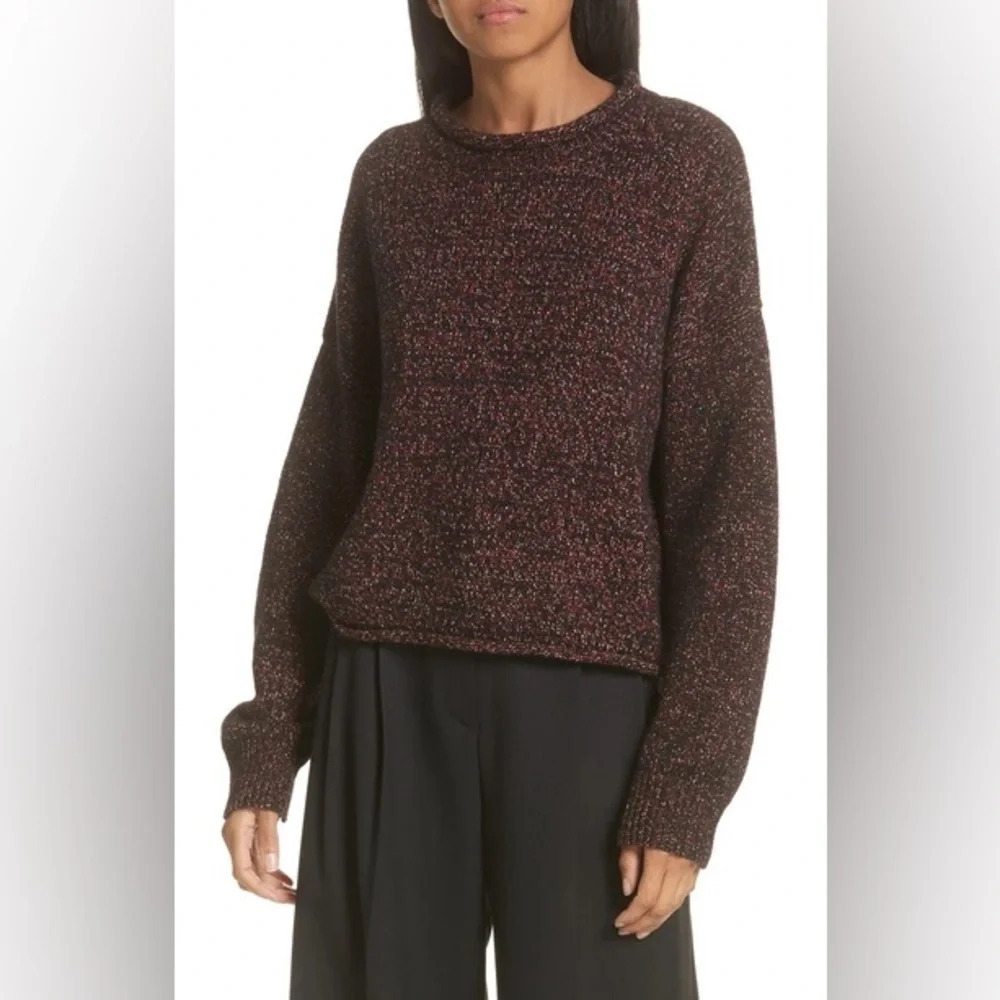 ALC Morrison Marled Merino Wool Blend Sweater XS Cherry Red Black Relaxed Fit